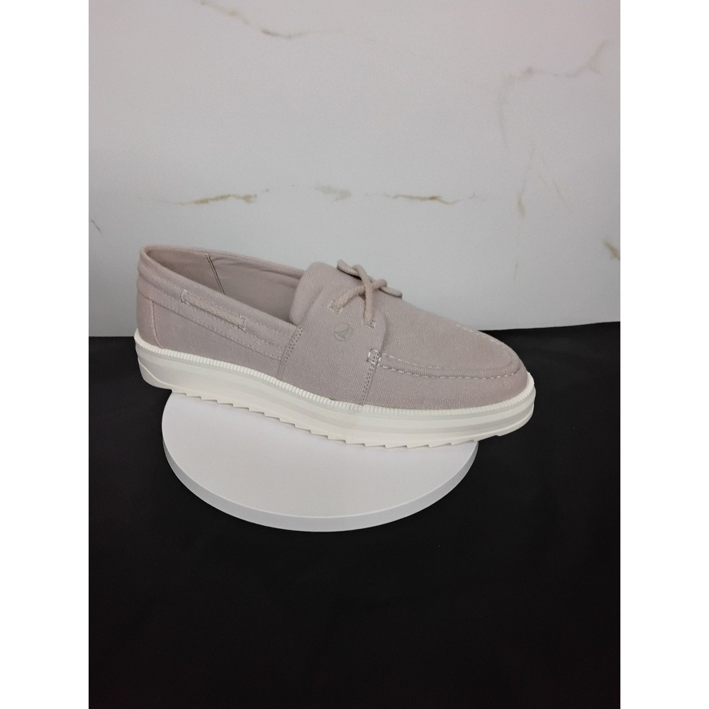 Sperry Cruise Canvas Platform Loafer Boat Shoes Beige Womens Size 9 SL60